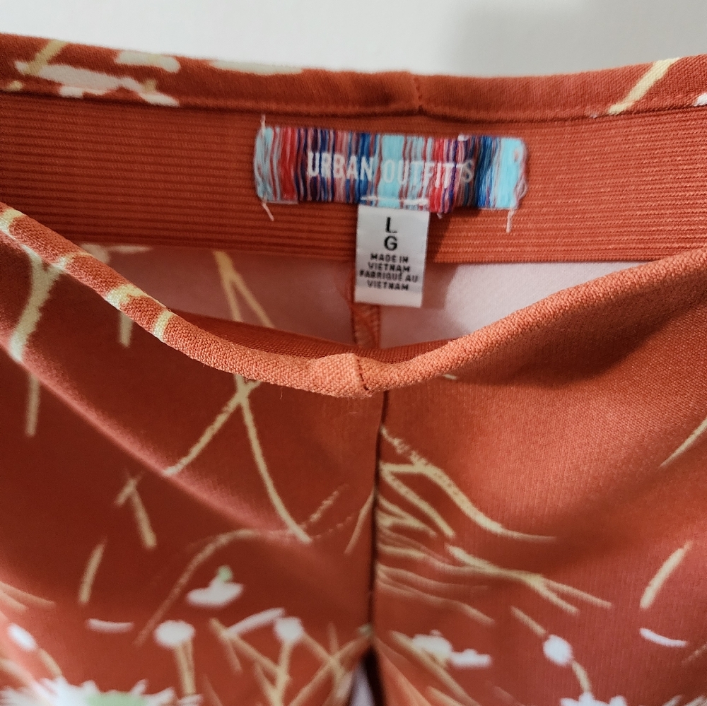 Urban Outfitters Y2K Style Low Rise Orange White Floral Flare Pants L - Picture 5 of 9
